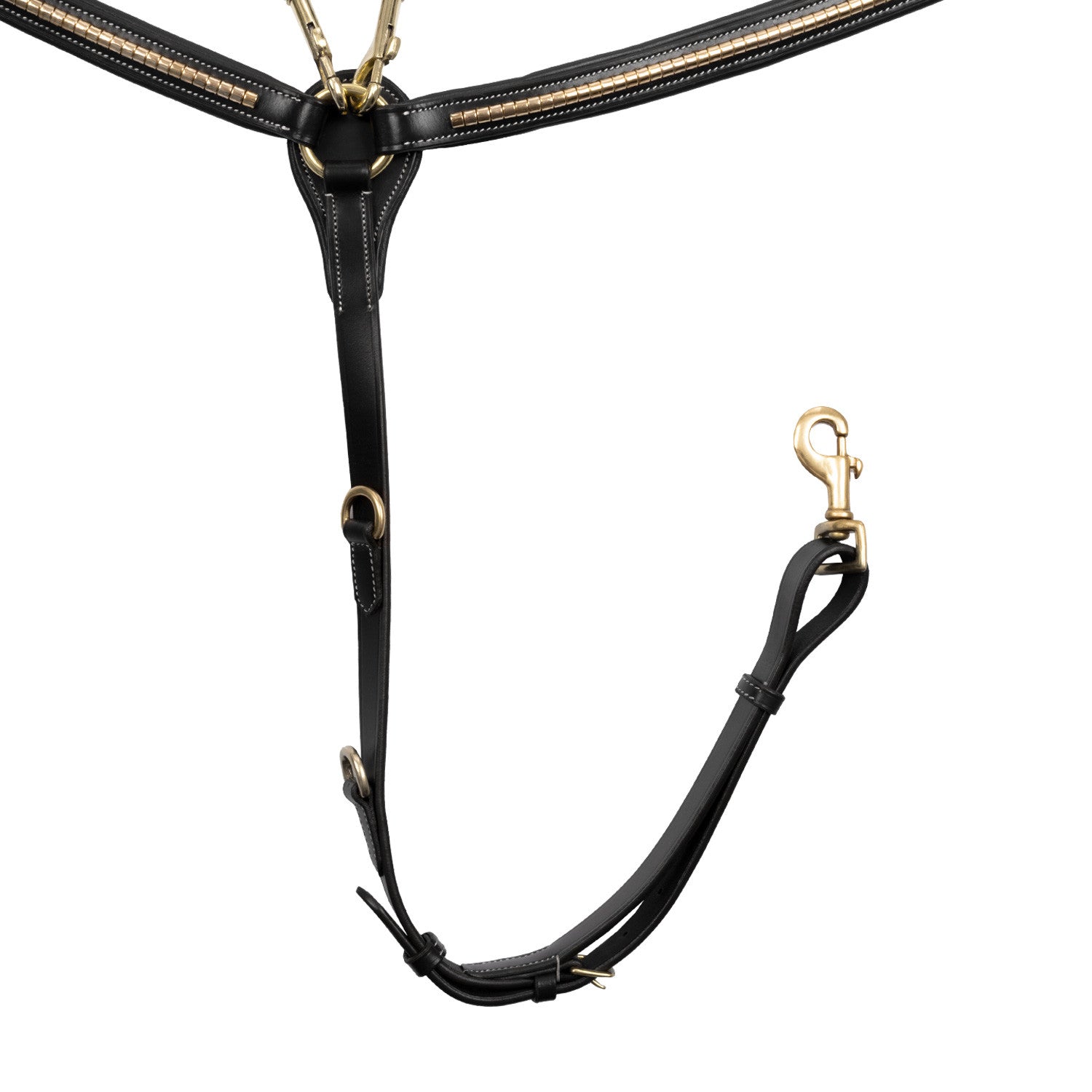 Tanned leather fork breastplate with brass clincher