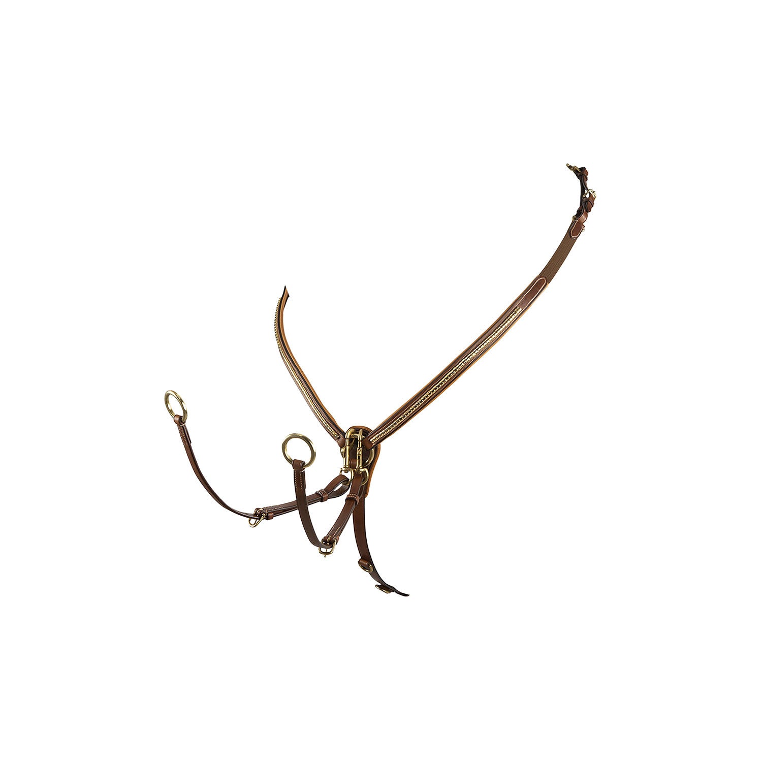 Equestro Tanned leather fork breastplate with brass clincher