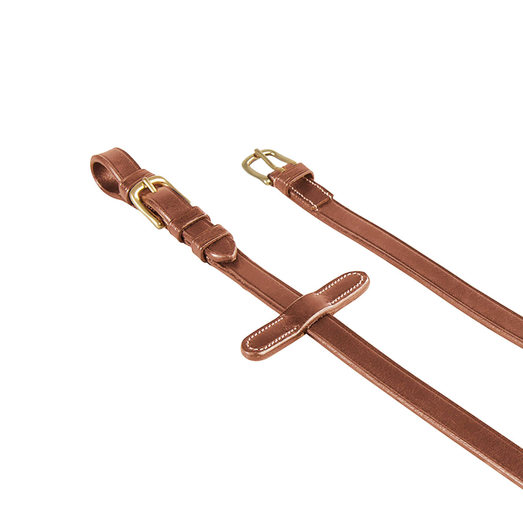 Rubber-reinforced leather reins for English bridle
