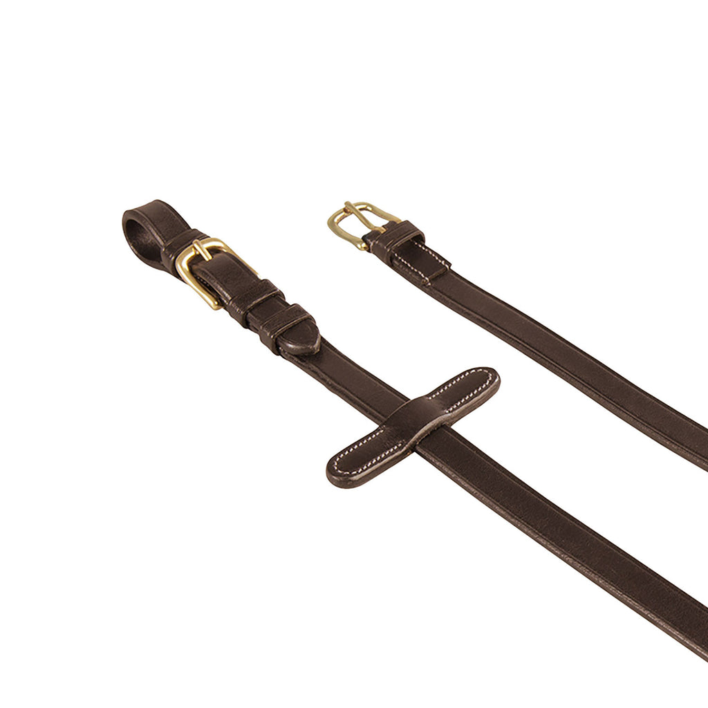 Rubber-reinforced leather reins for English bridle