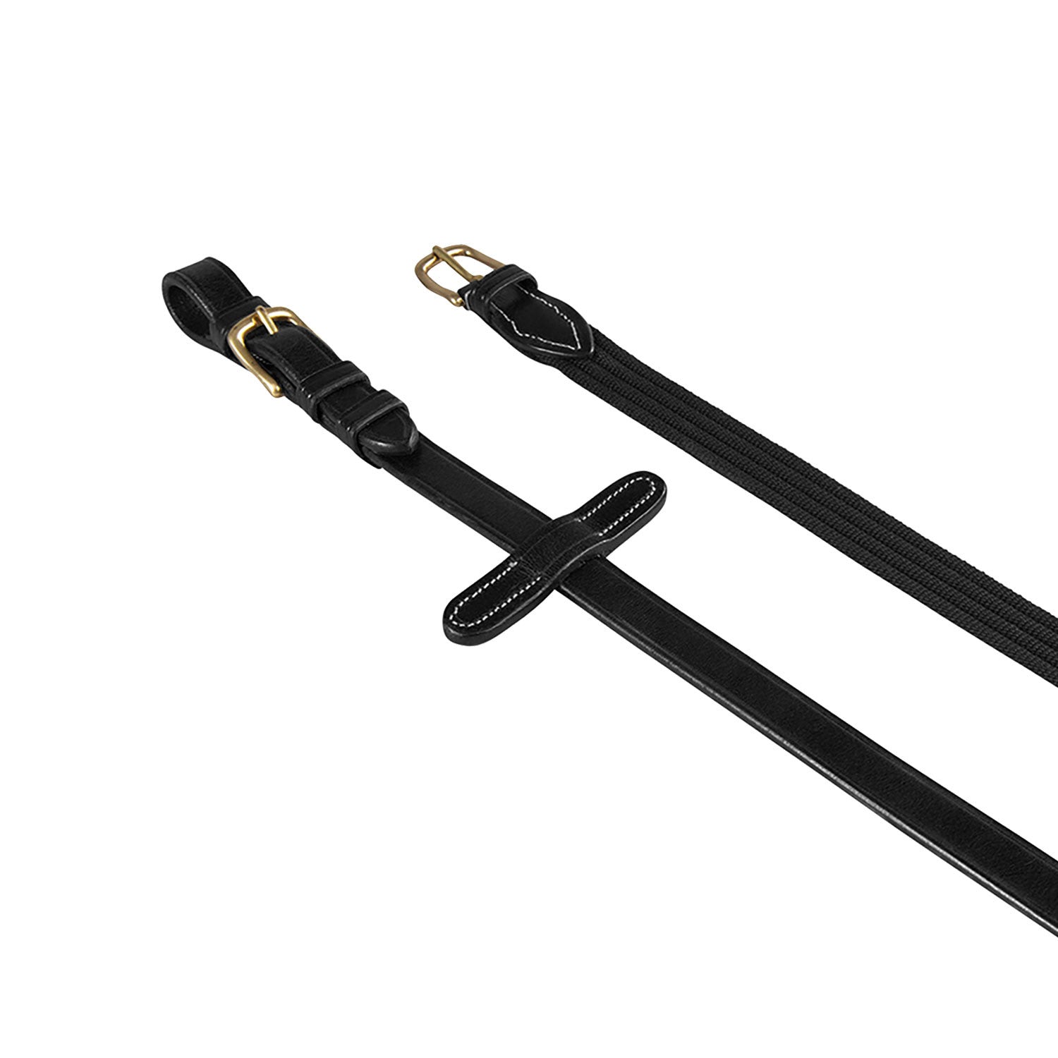 Reins for English bridle with brass buckles