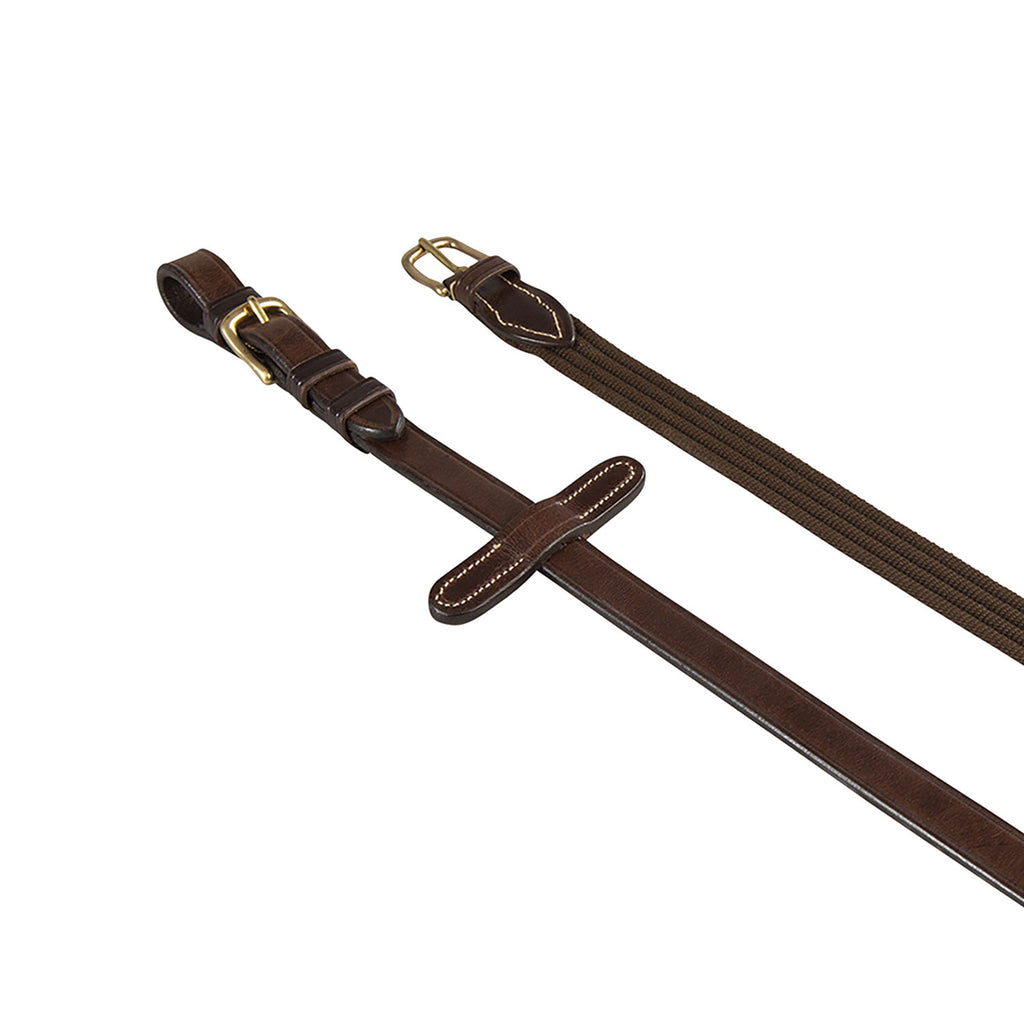 Reins for English bridle with brass buckles