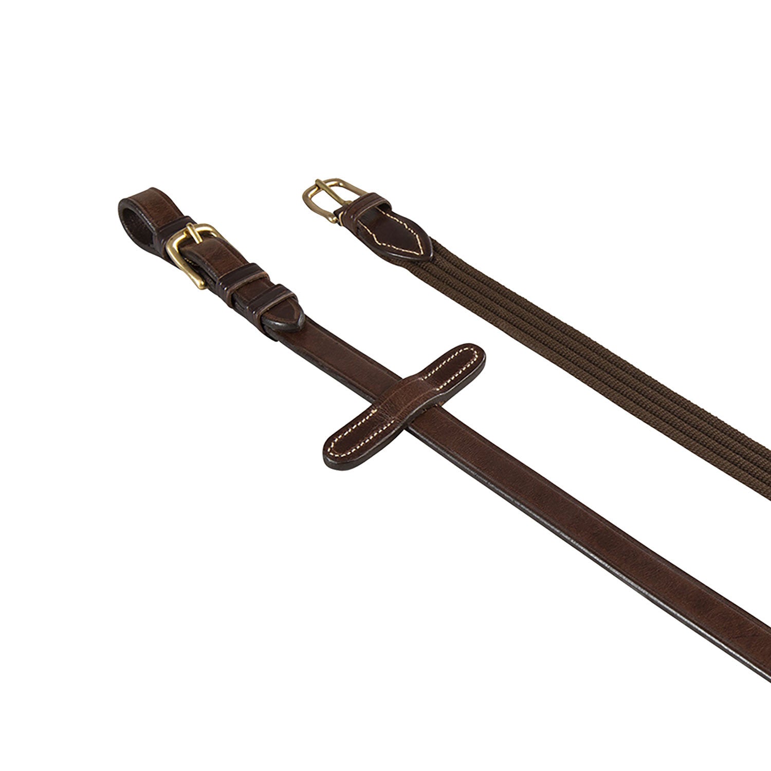 Reins for English bridle with brass buckles