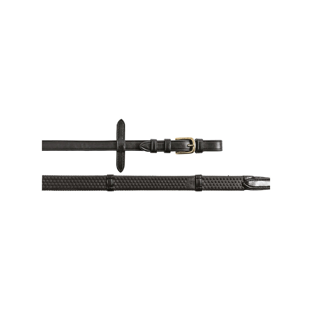 Reins for English bridle with brass-plated buckles