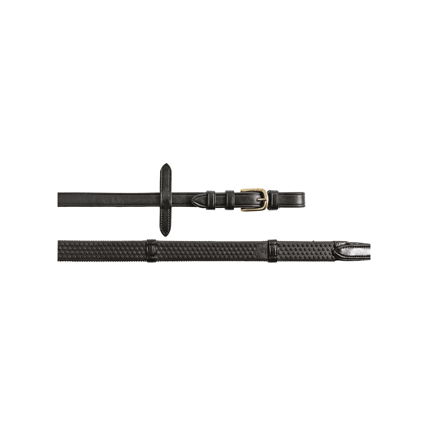 Reins for English bridle with brass-plated buckles