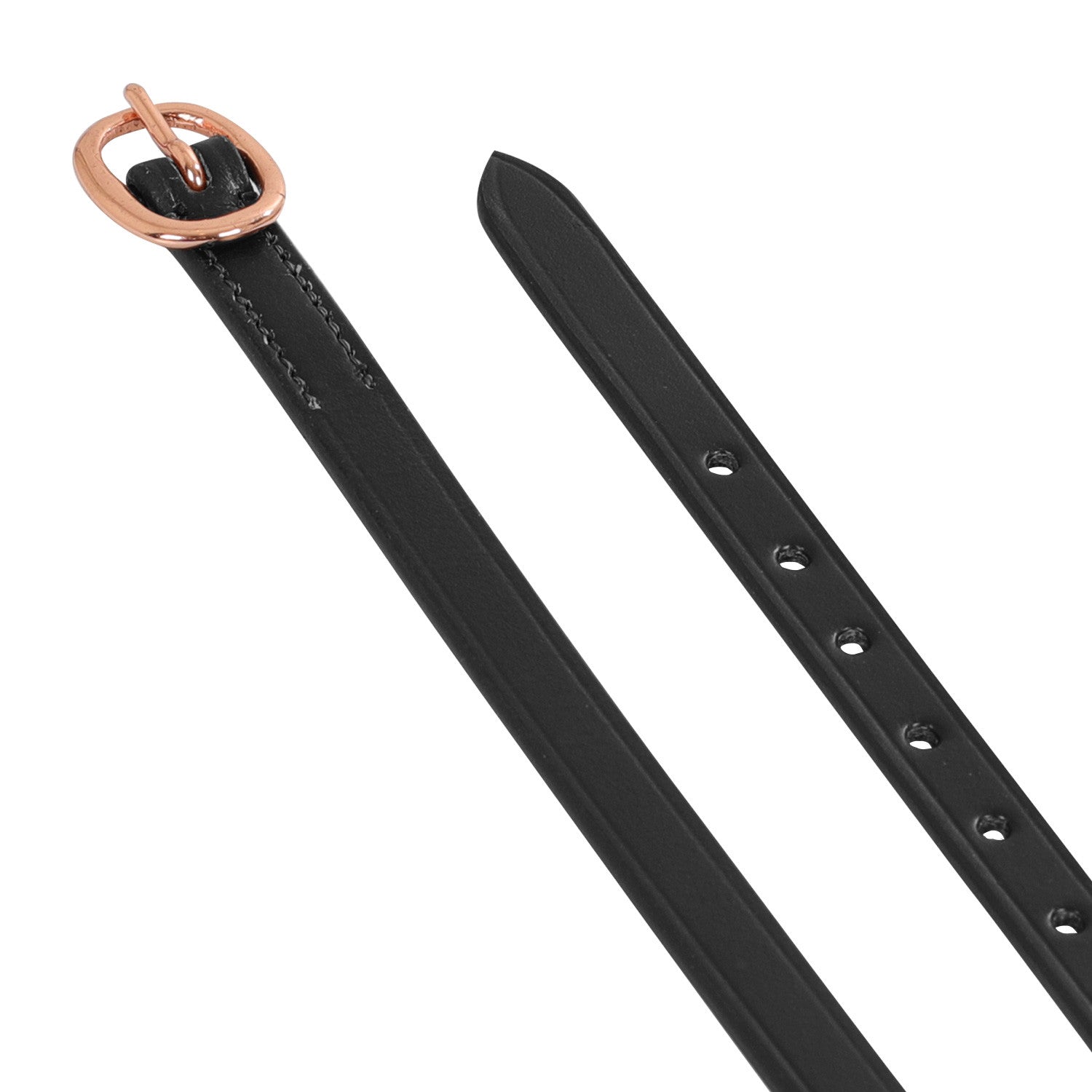 Spur straps in leather and rose gold buckle