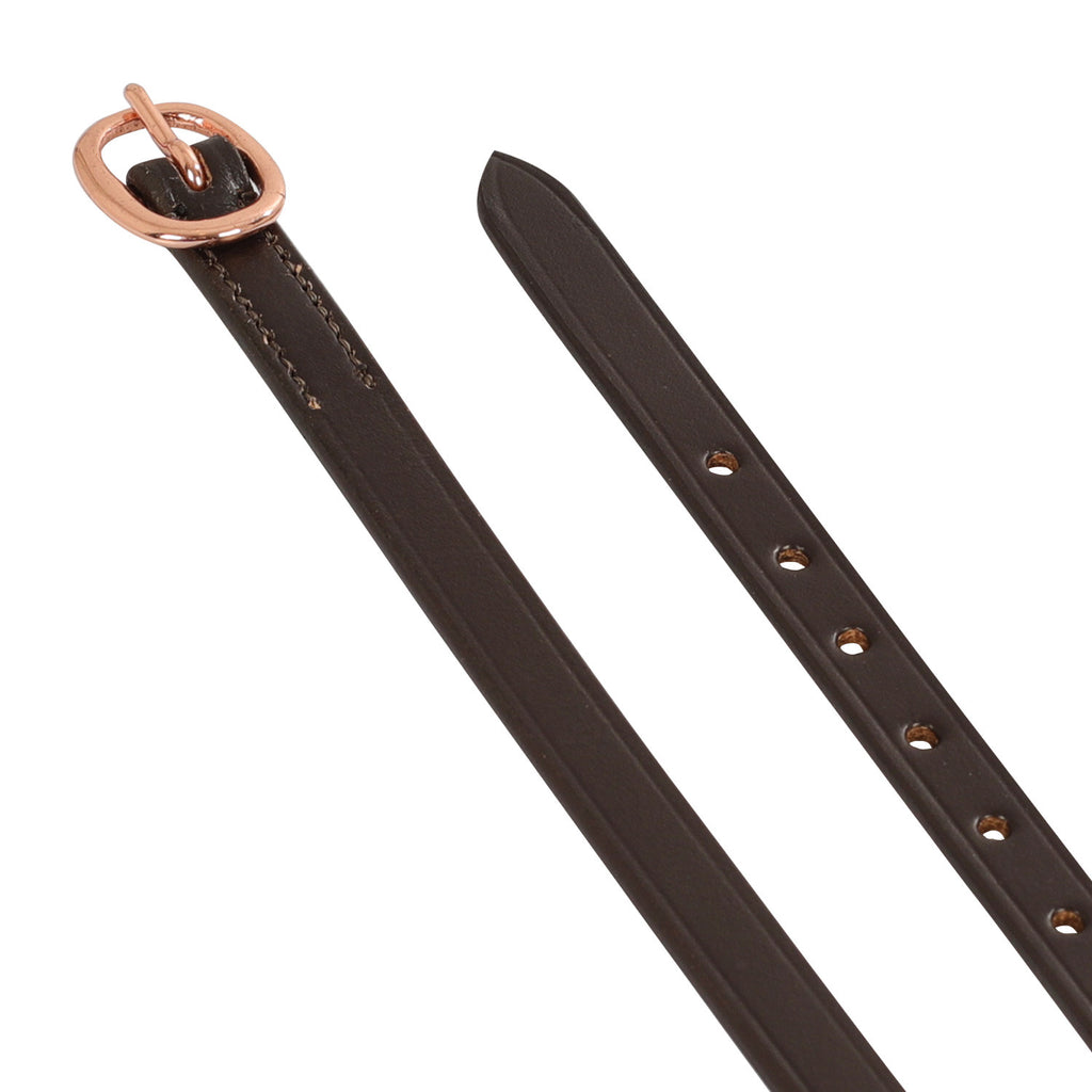 Spur straps in leather and rose gold buckle
