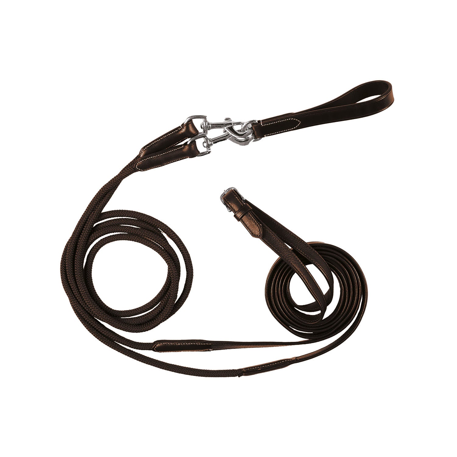 Equestro Double leather and nylon draw reins