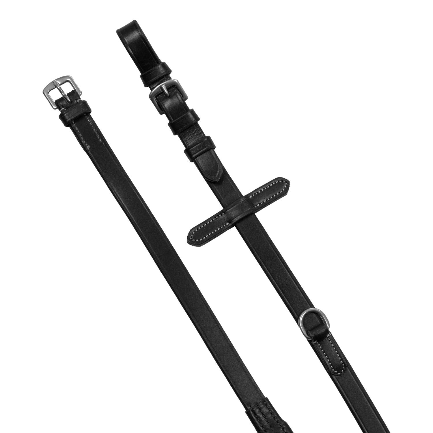 Reins with leather and rubber martingale