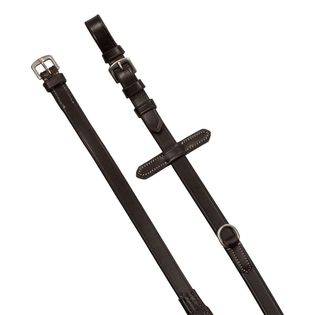 Reins with leather and rubber martingale
