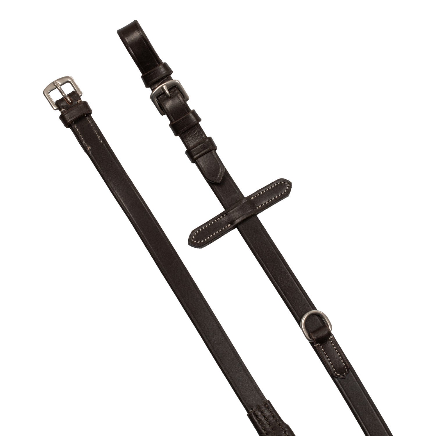 Reins with leather and rubber martingale