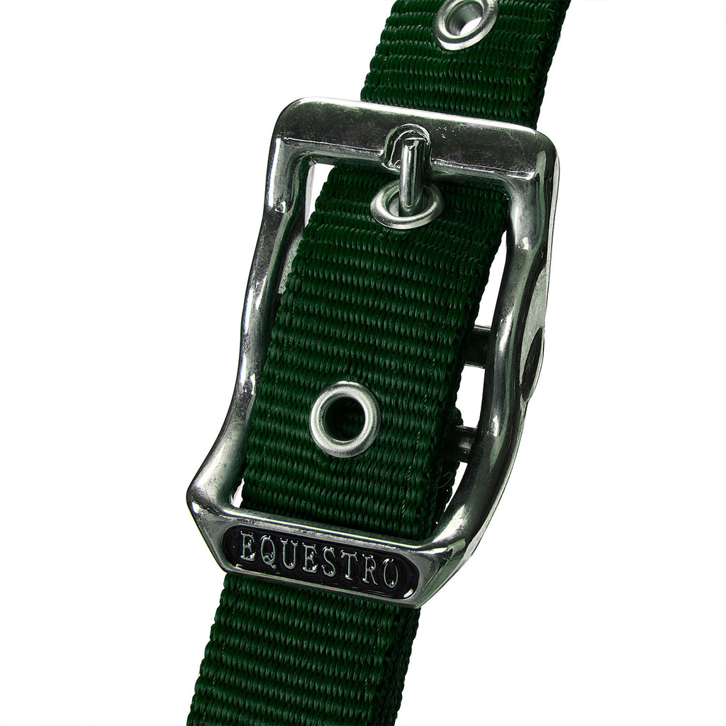 Halter with double adjustment and lead rope
