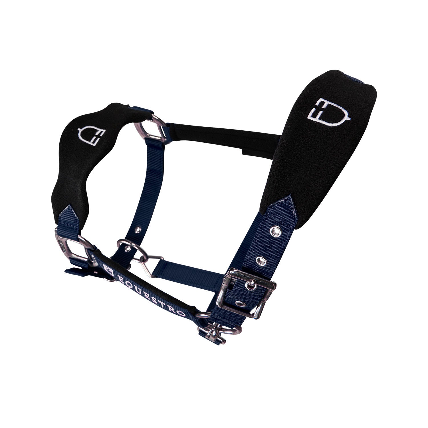 Halter with double adjustment and lead rope