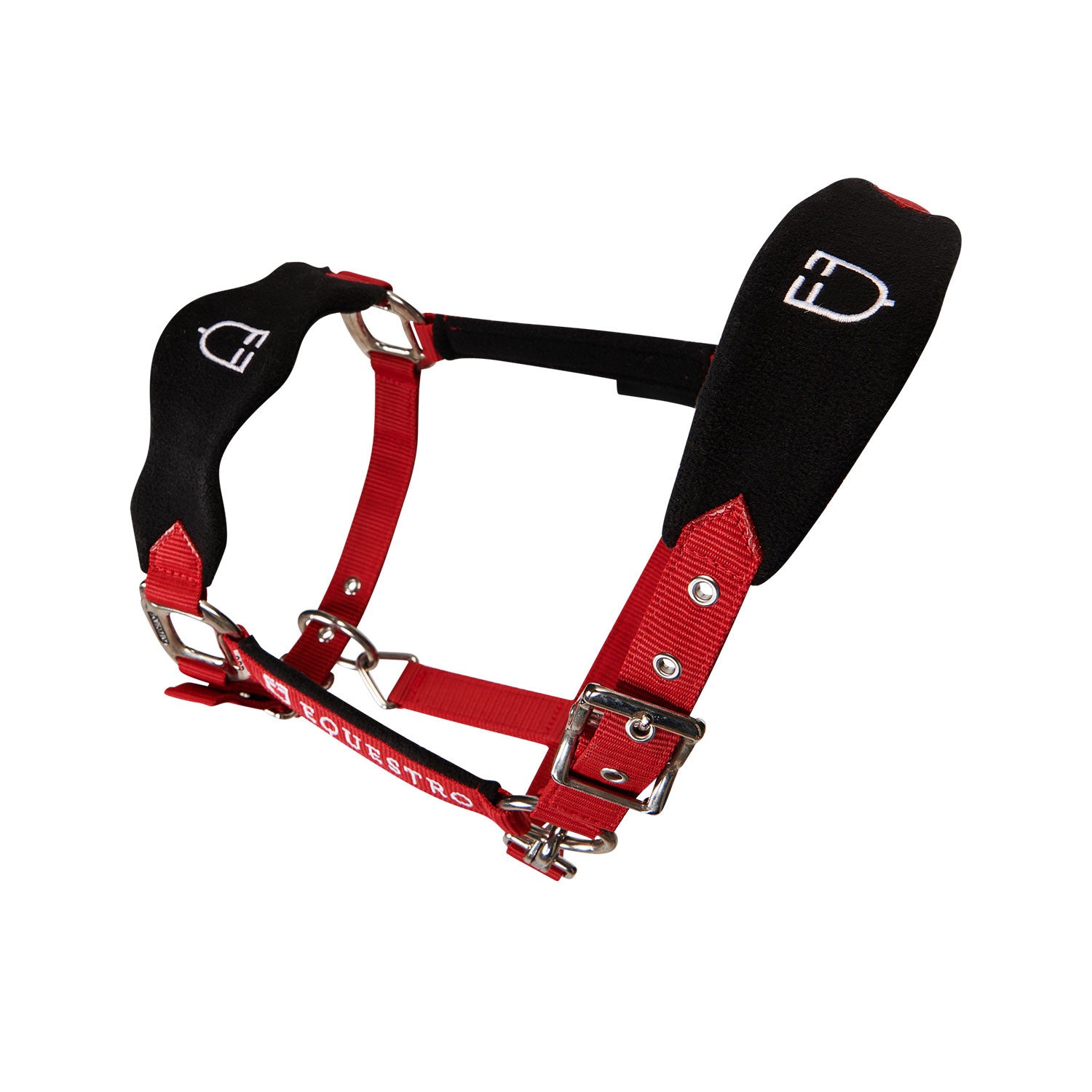 Halter with double adjustment and lead rope