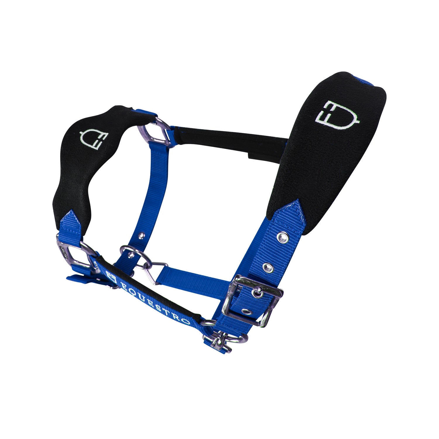 Halter with double adjustment and lead rope