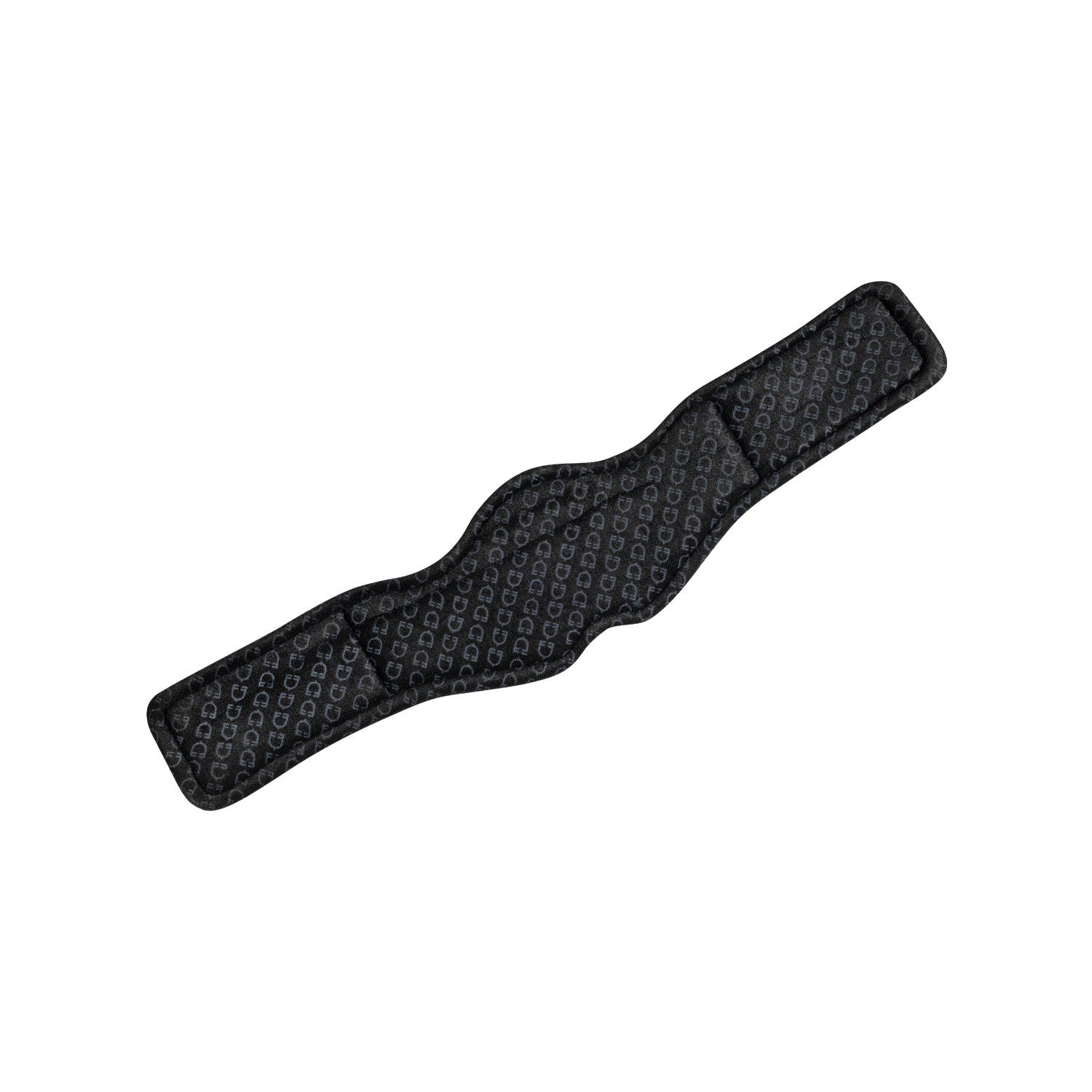Shaped dressage girth in leather with engraved logo