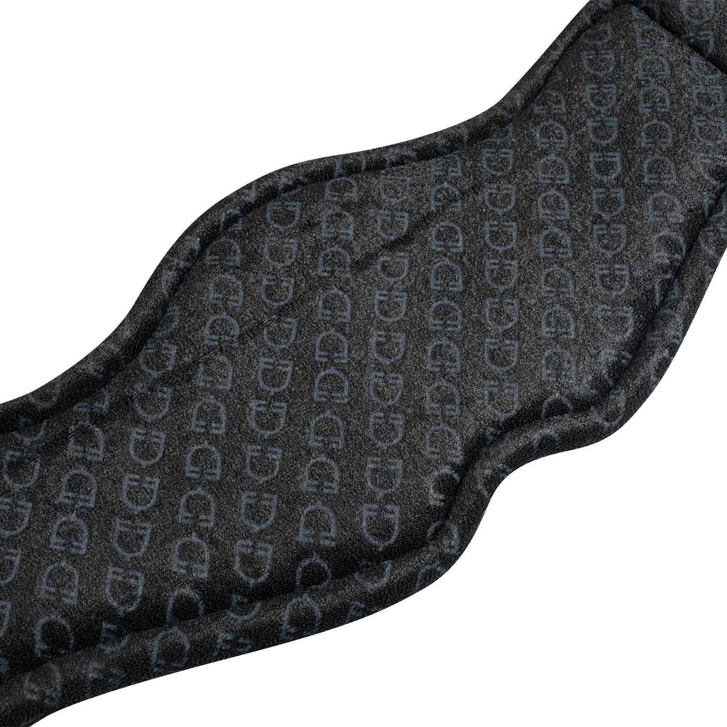 Shaped dressage girth in leather with engraved logo