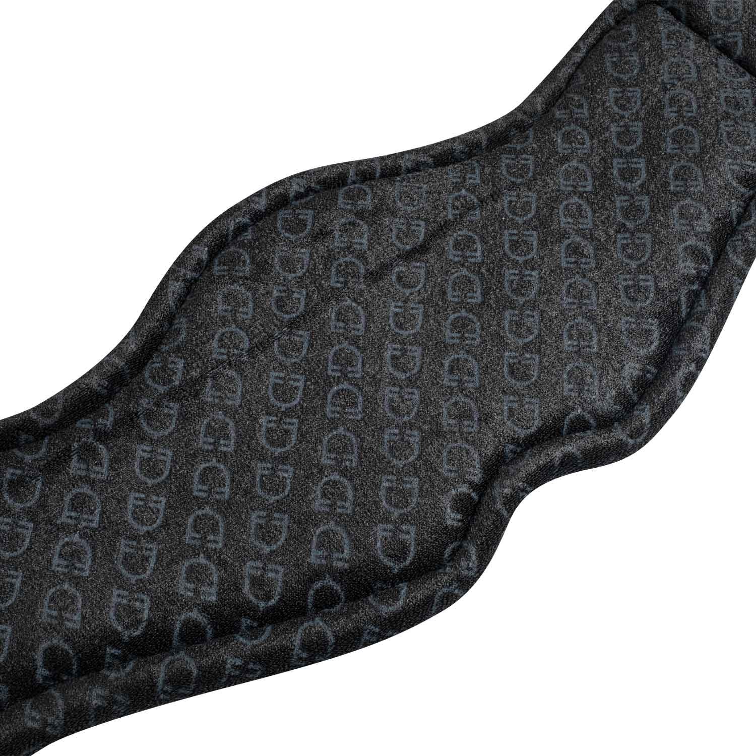 Shaped dressage girth in leather with engraved logo