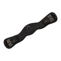 Shaped leather dressage girth with logo pin