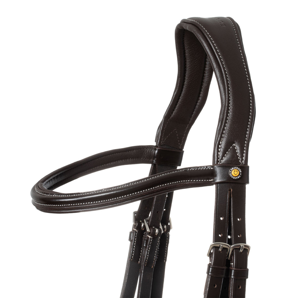 Anatomical bridle contrast stitching