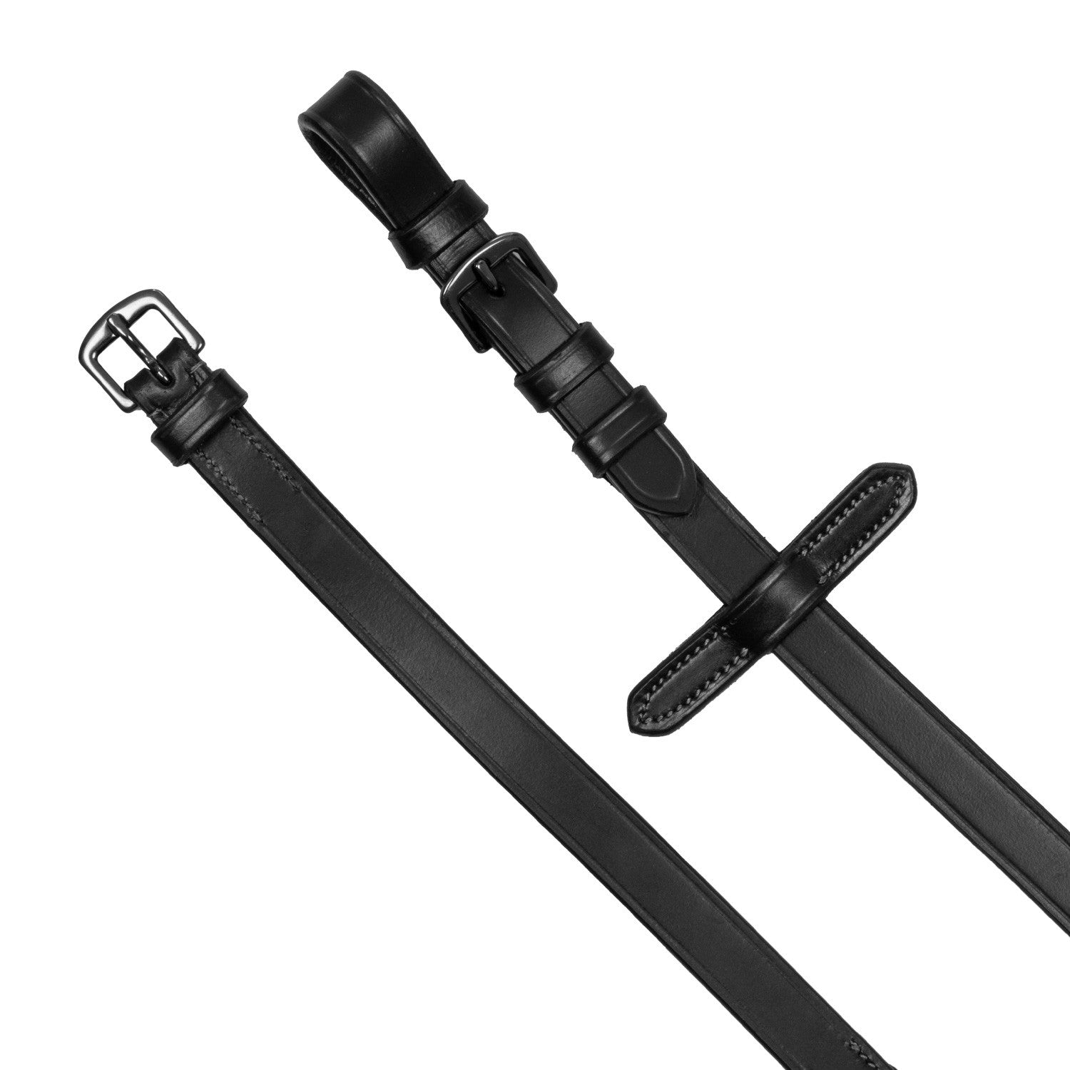 Leather and rubber reins black fitting