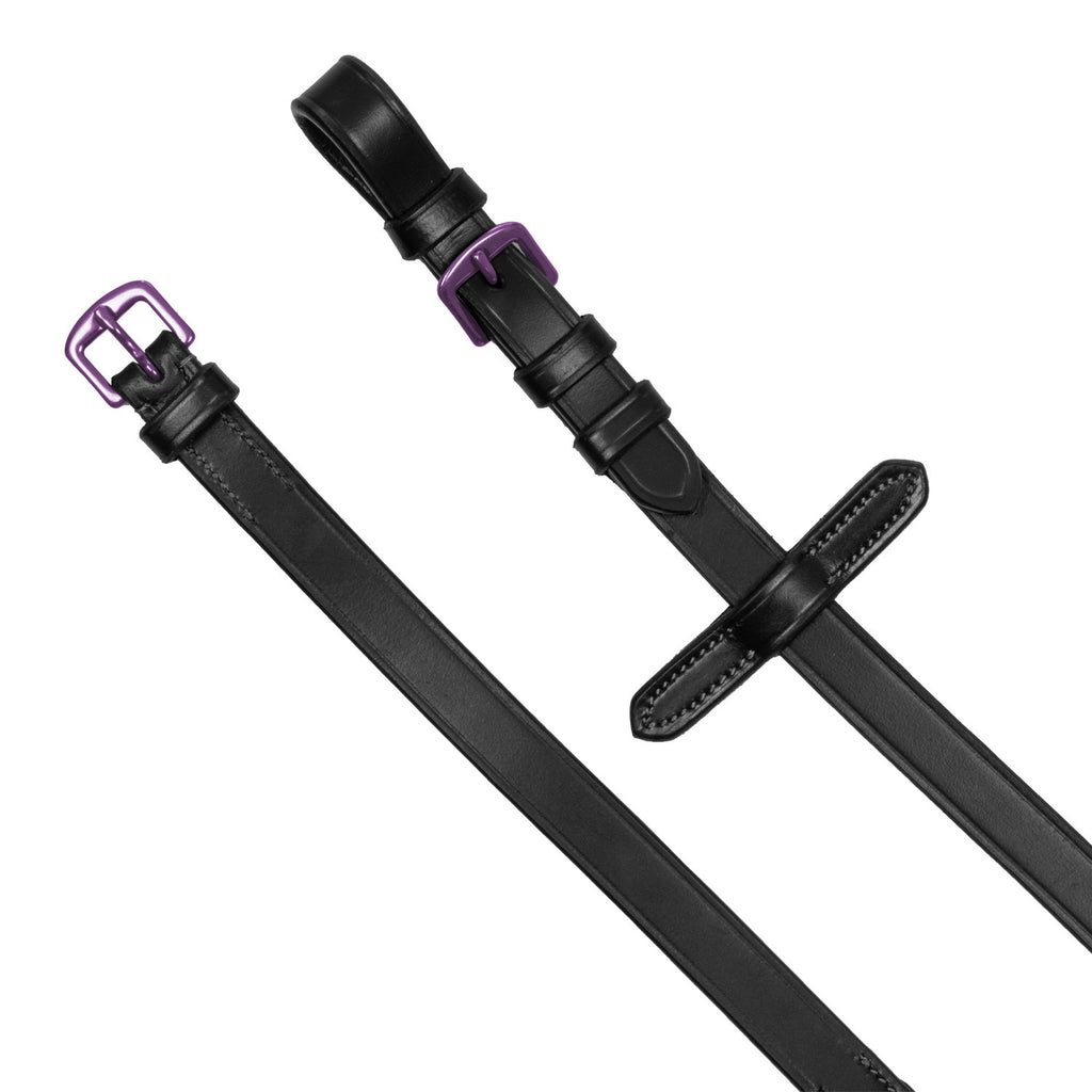 Leather and rubber reins violet fitting