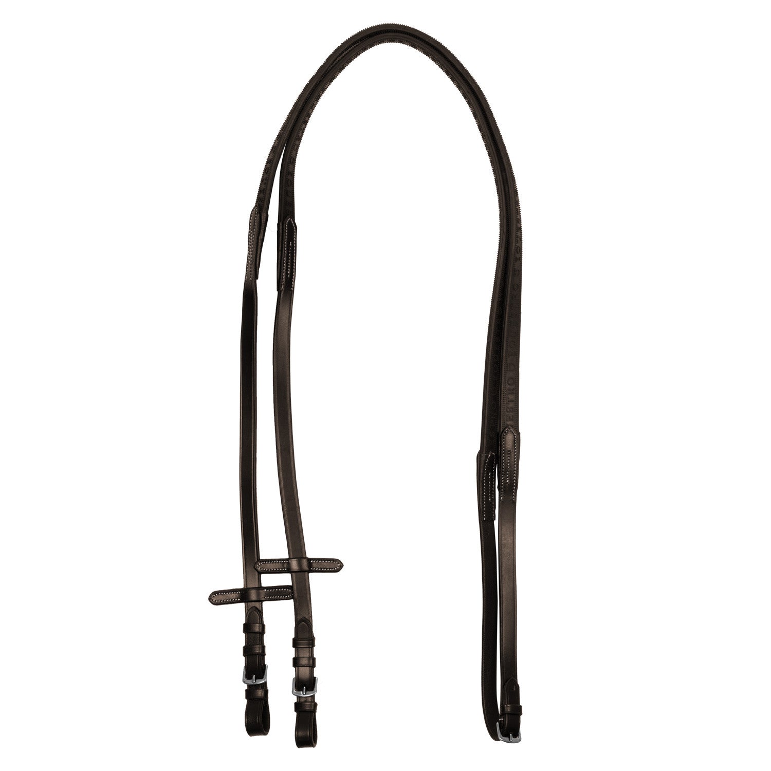 Equestro Solid lettering grip rubber reins silver fitting