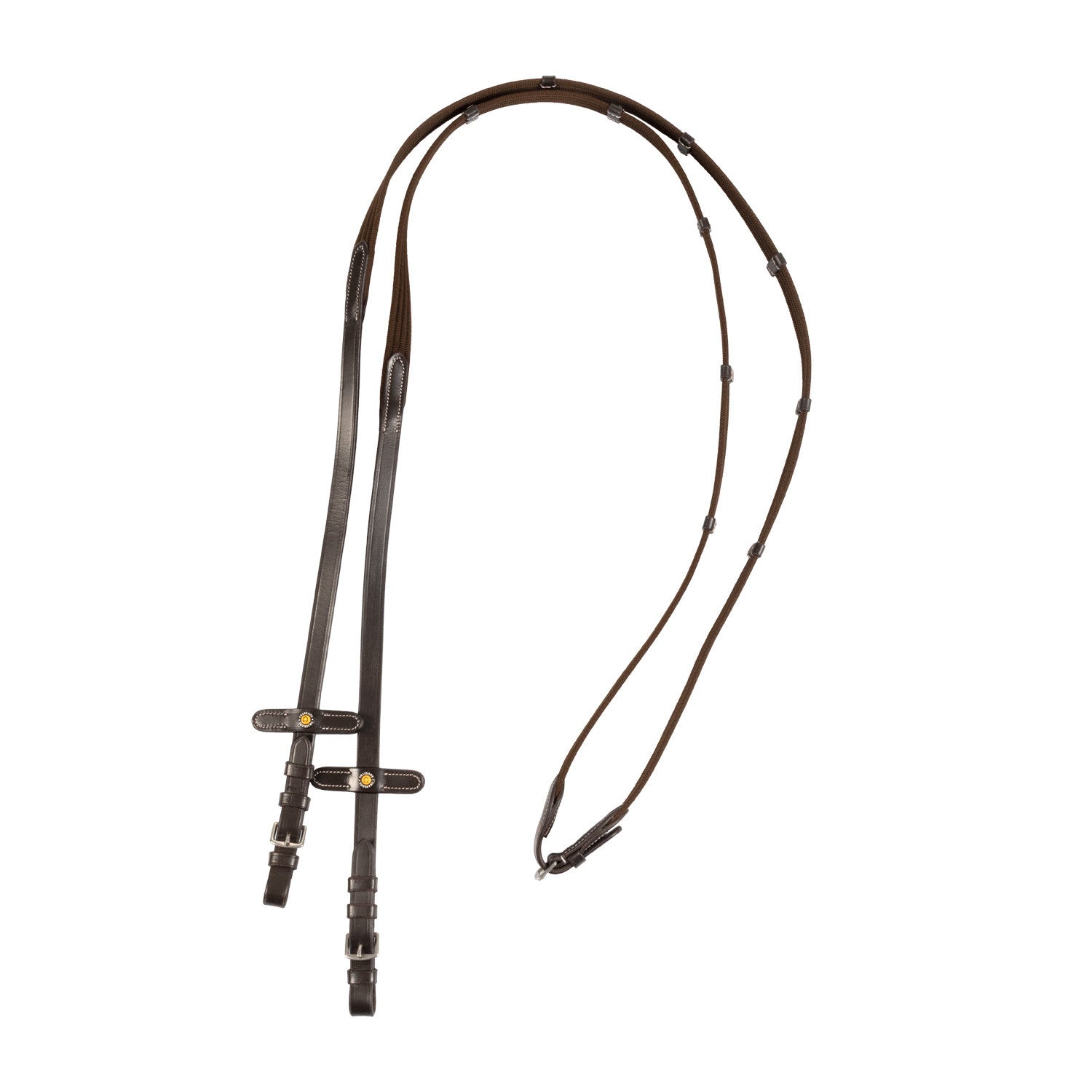 Equestro Leather Reins with Webbing Strap