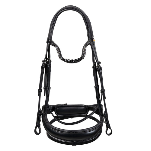 Equestro Anatomical leather dressage bridle with rhinestones