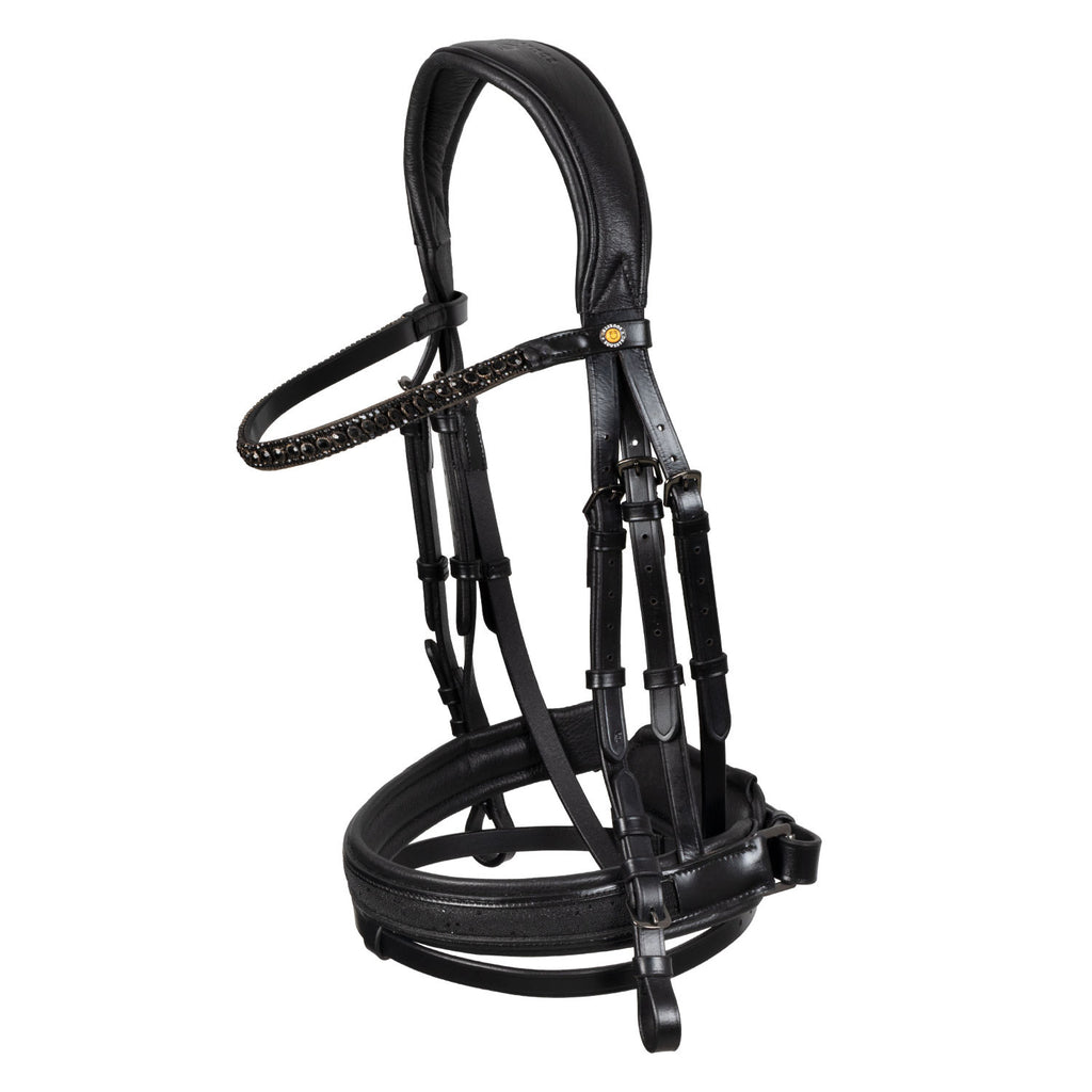 English leather bridle with glittery noseband