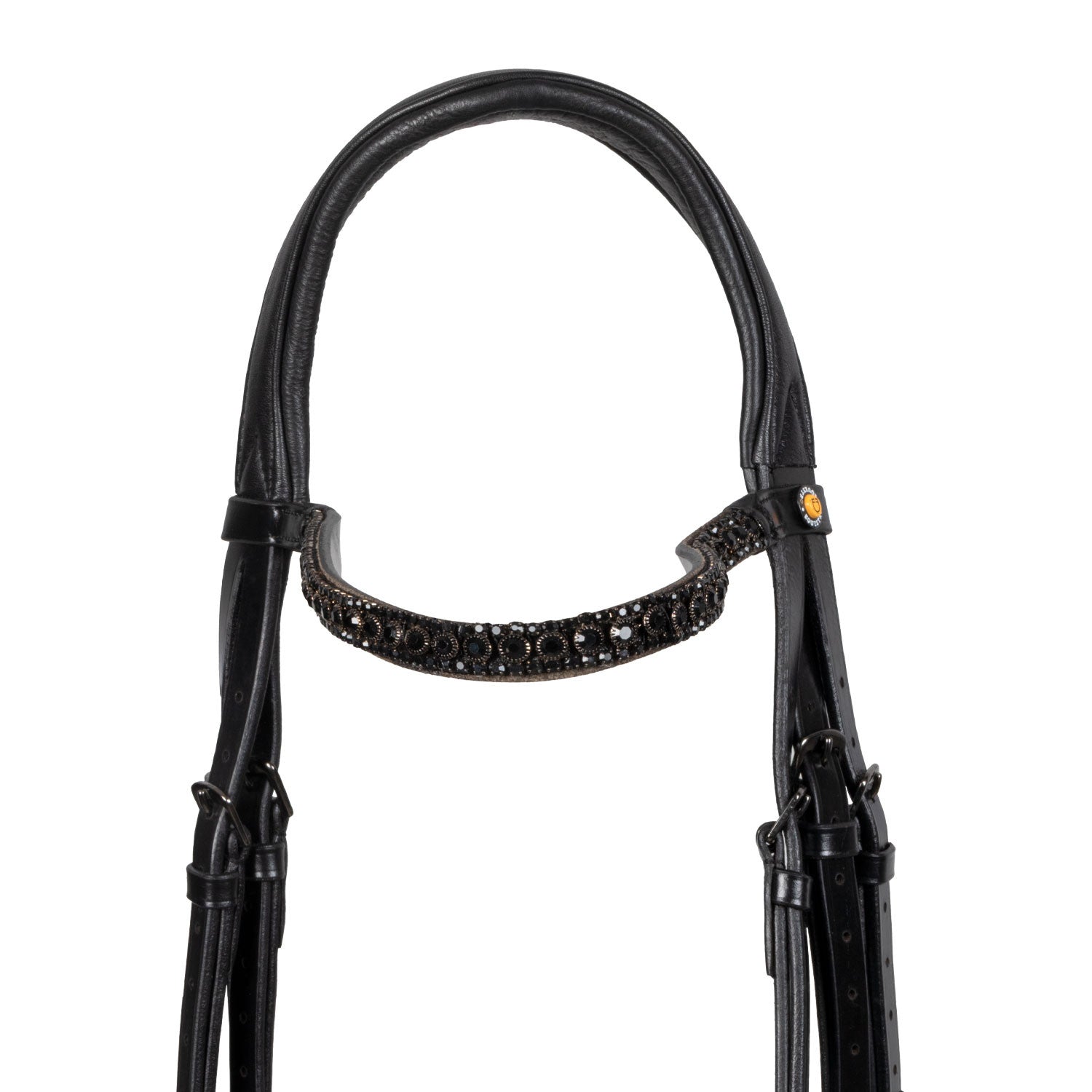 English leather bridle with glittery noseband
