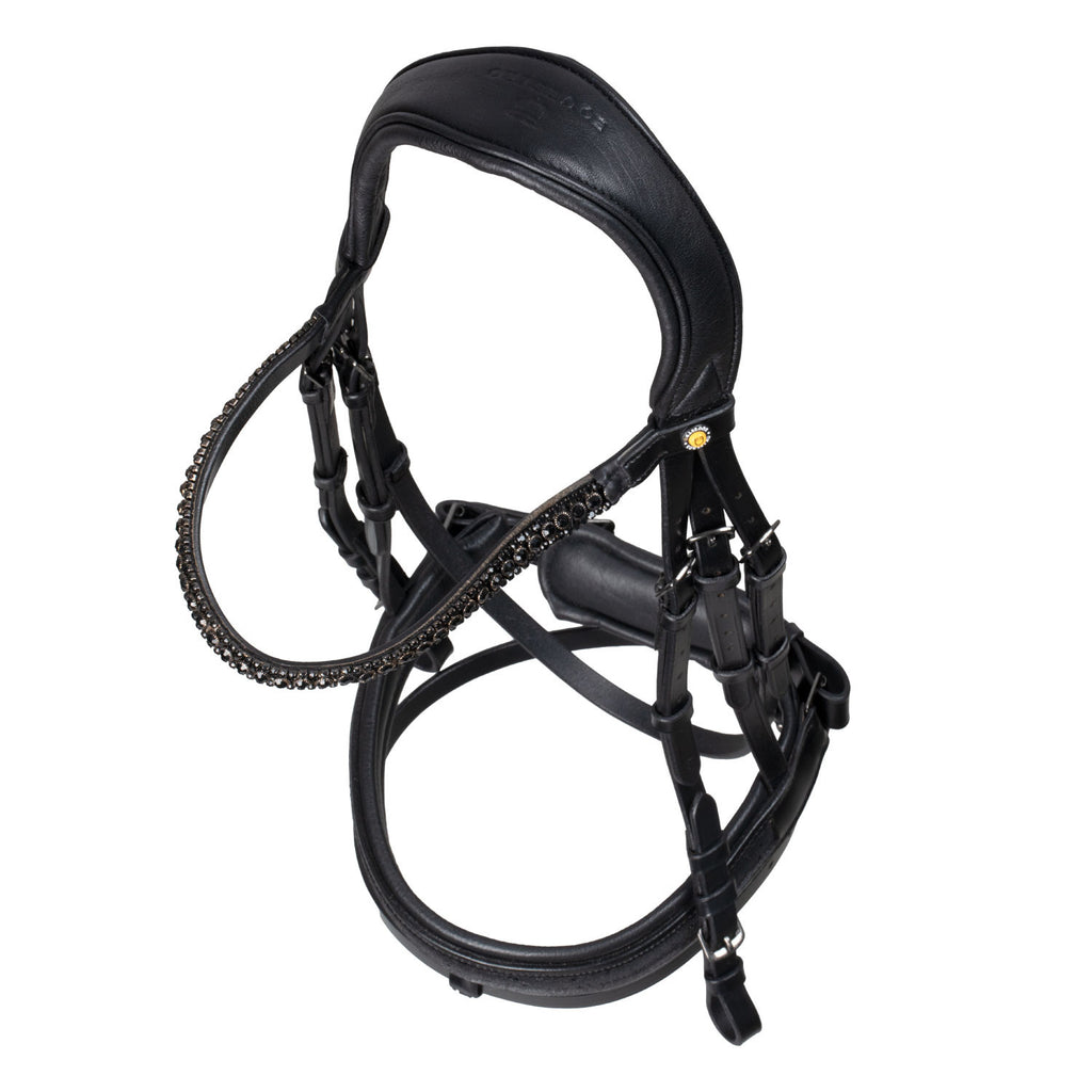 English leather bridle with glittery noseband