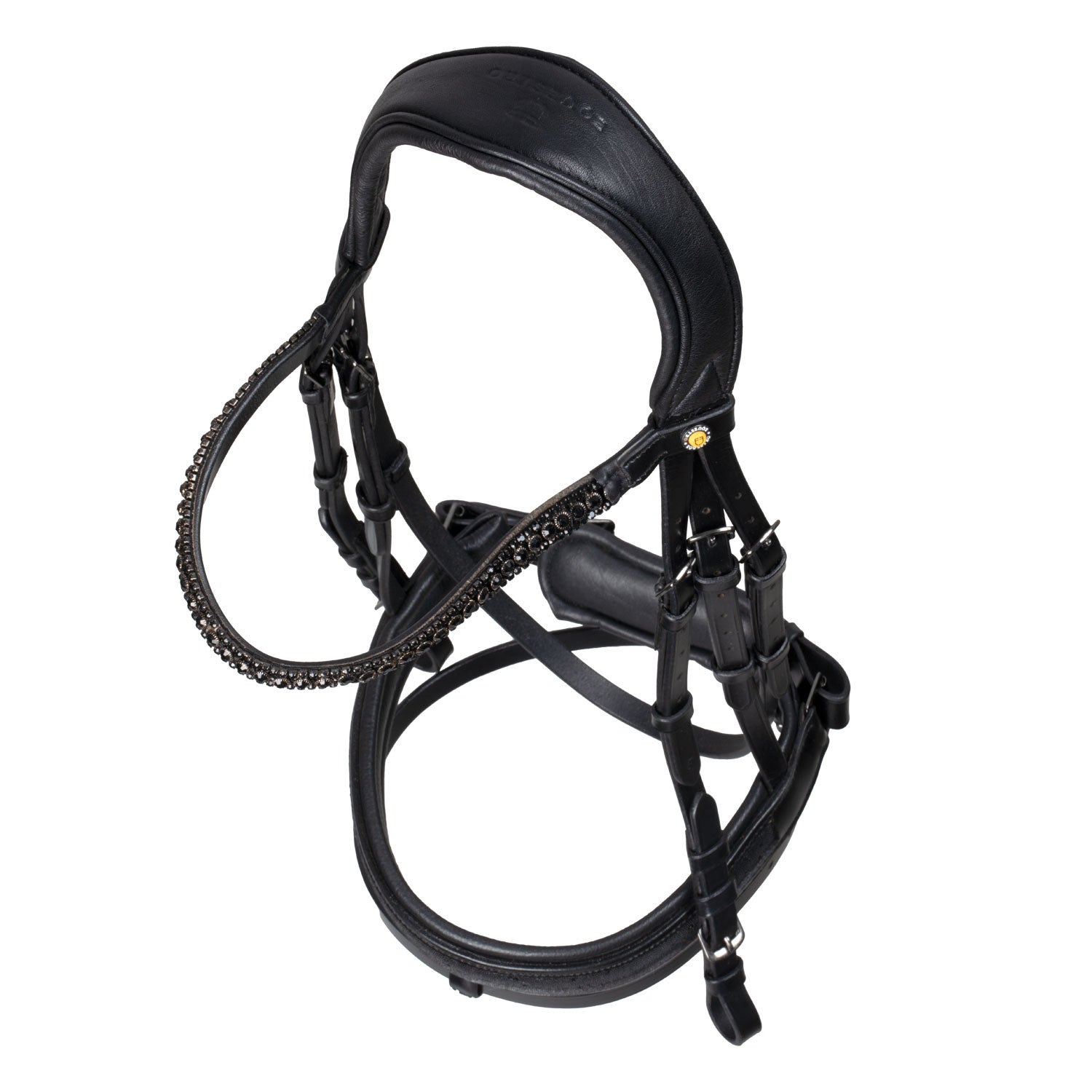 English leather bridle with glittery noseband