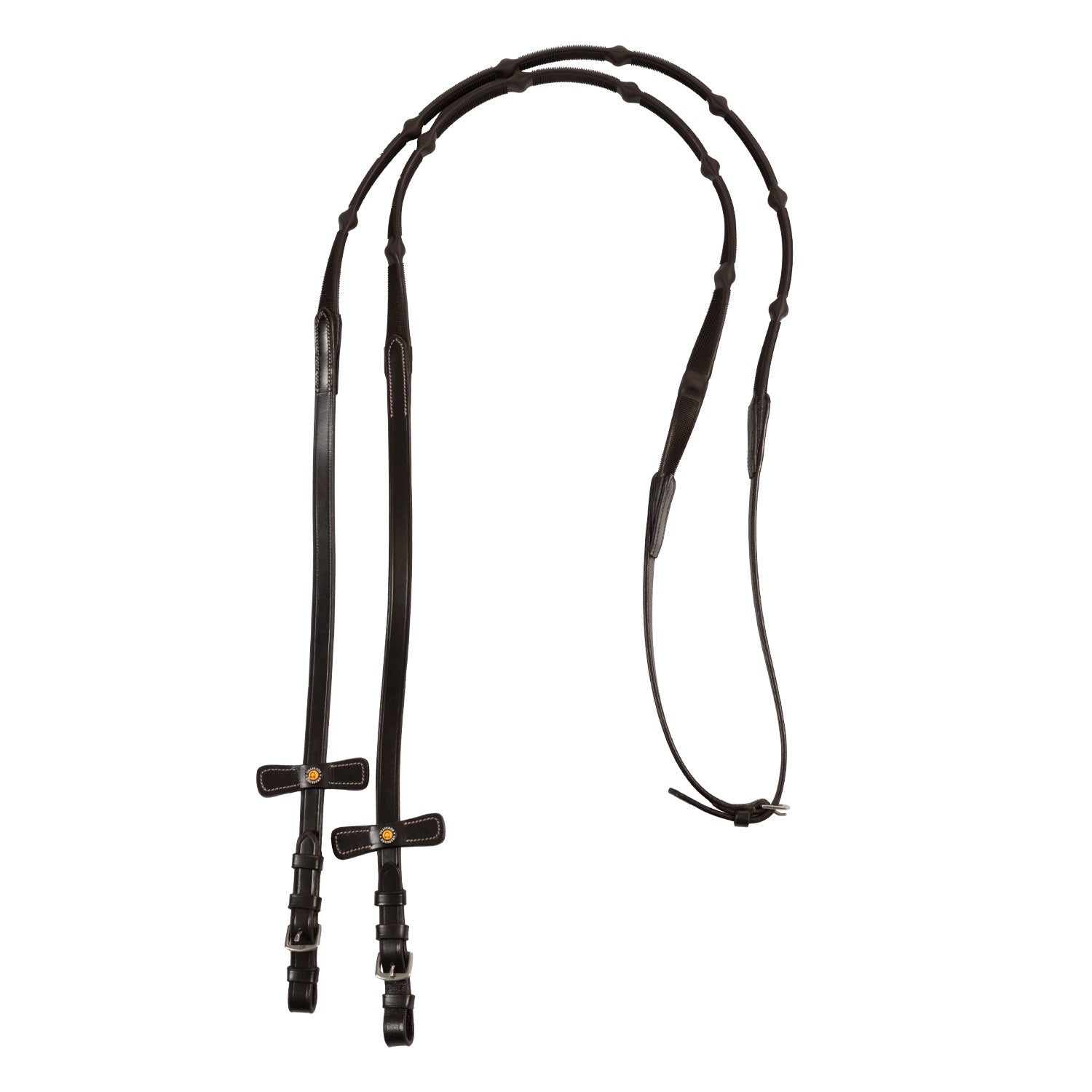 Equestro Leather solid grip reins with stoppers
