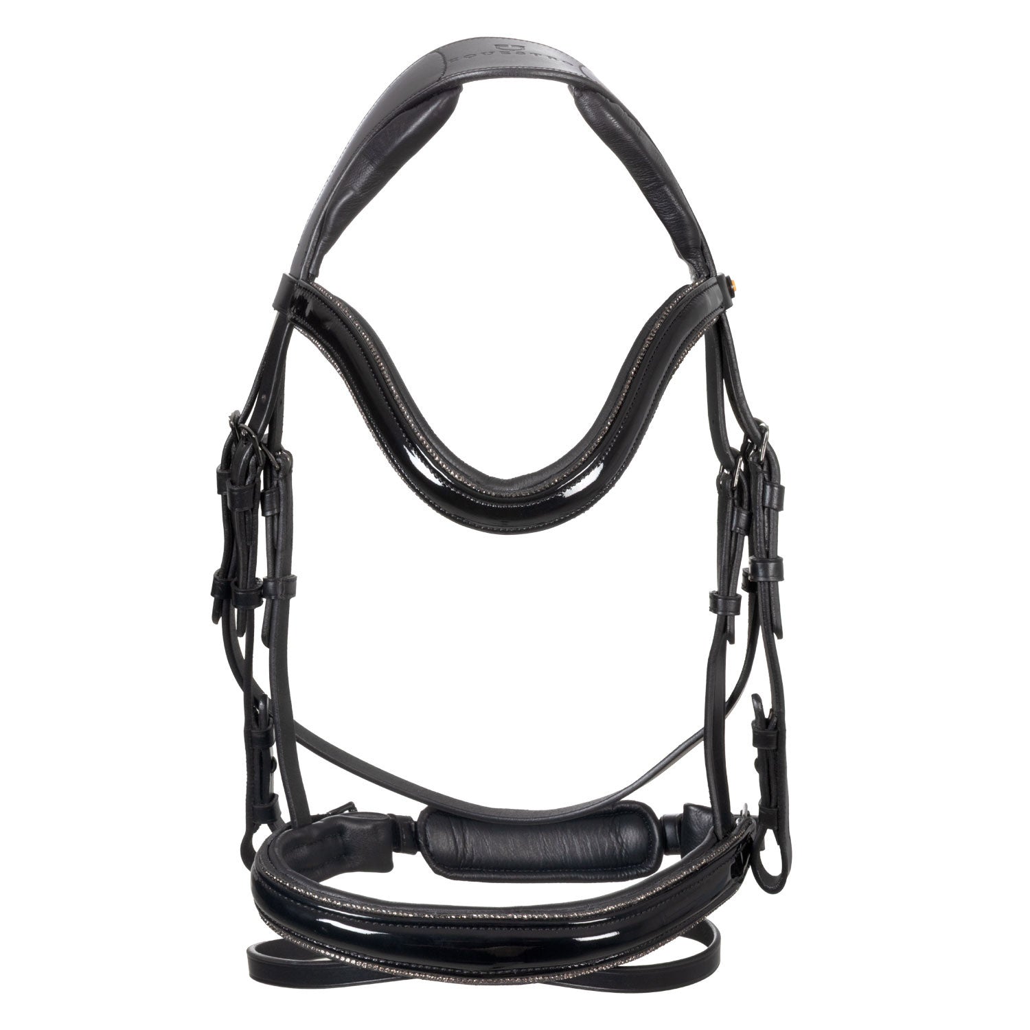 English bridle in polished leather with rhinestones