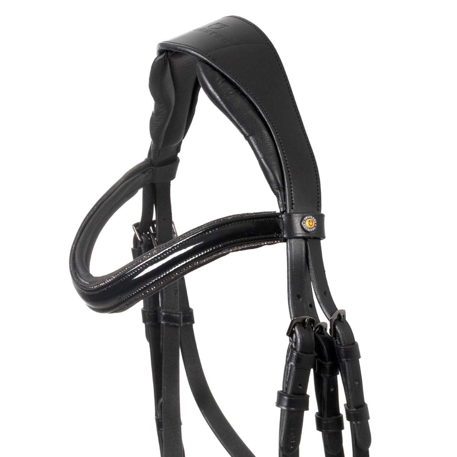 English bridle in polished leather with rhinestones