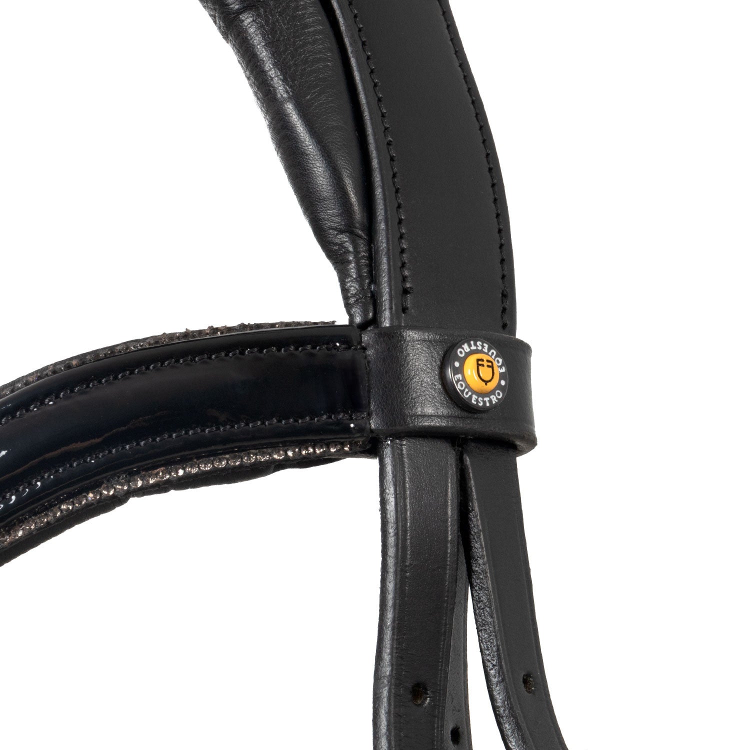 English bridle in polished leather with rhinestones