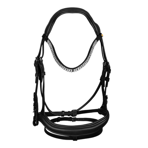 Equestro Black leather anatomical bridle with rhinestones