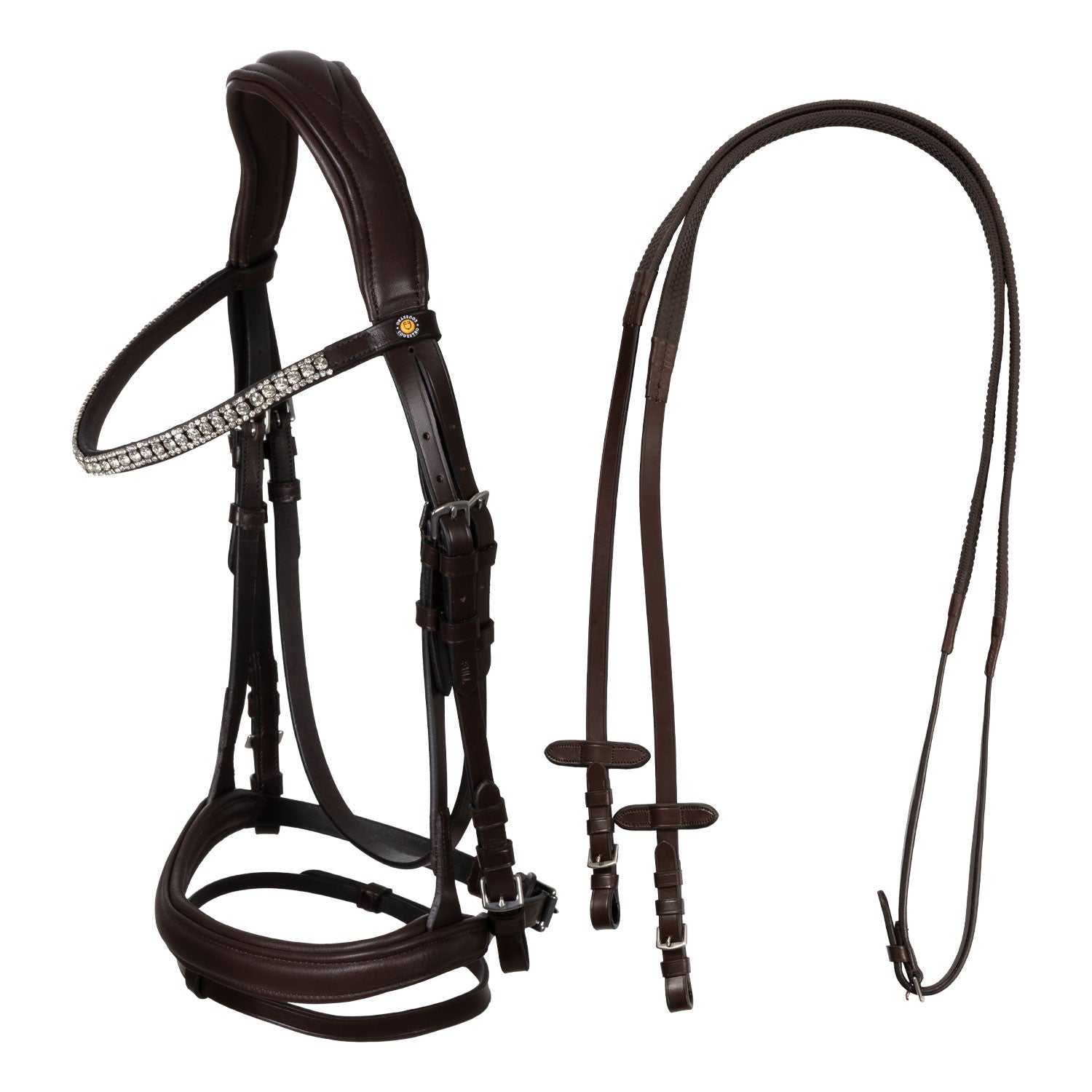 Equestro Black leather anatomical bridle with rhinestones