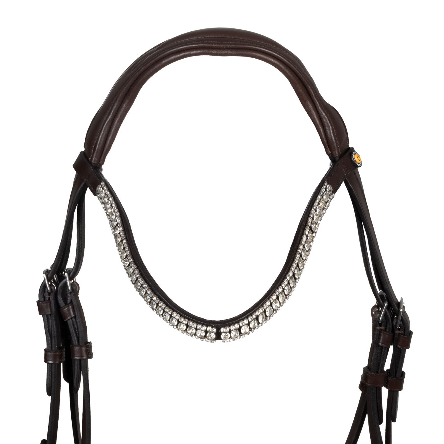 Black leather anatomical bridle with rhinestones