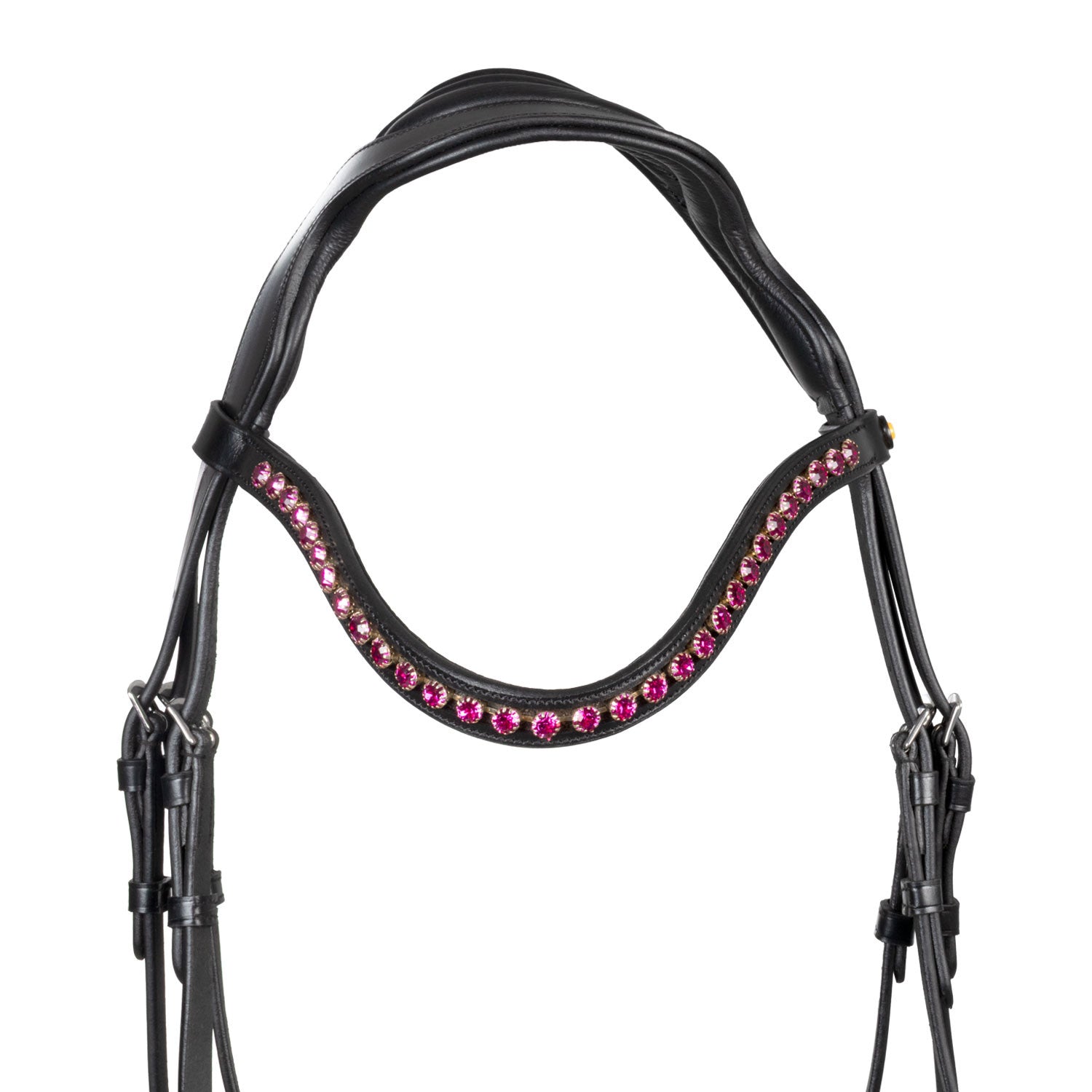 Anatomical bridle with fuchsia rhinestones