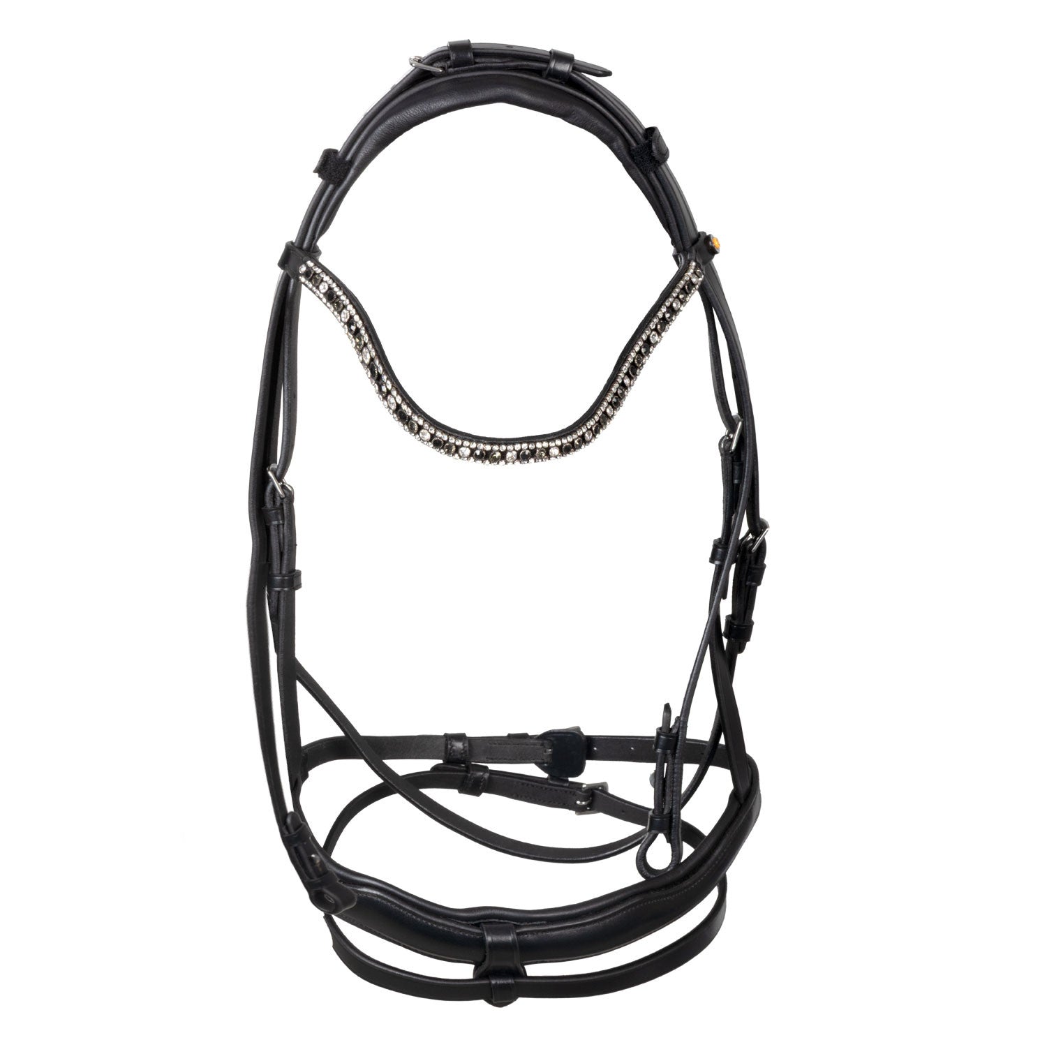English leather bridle with rhinestone browband