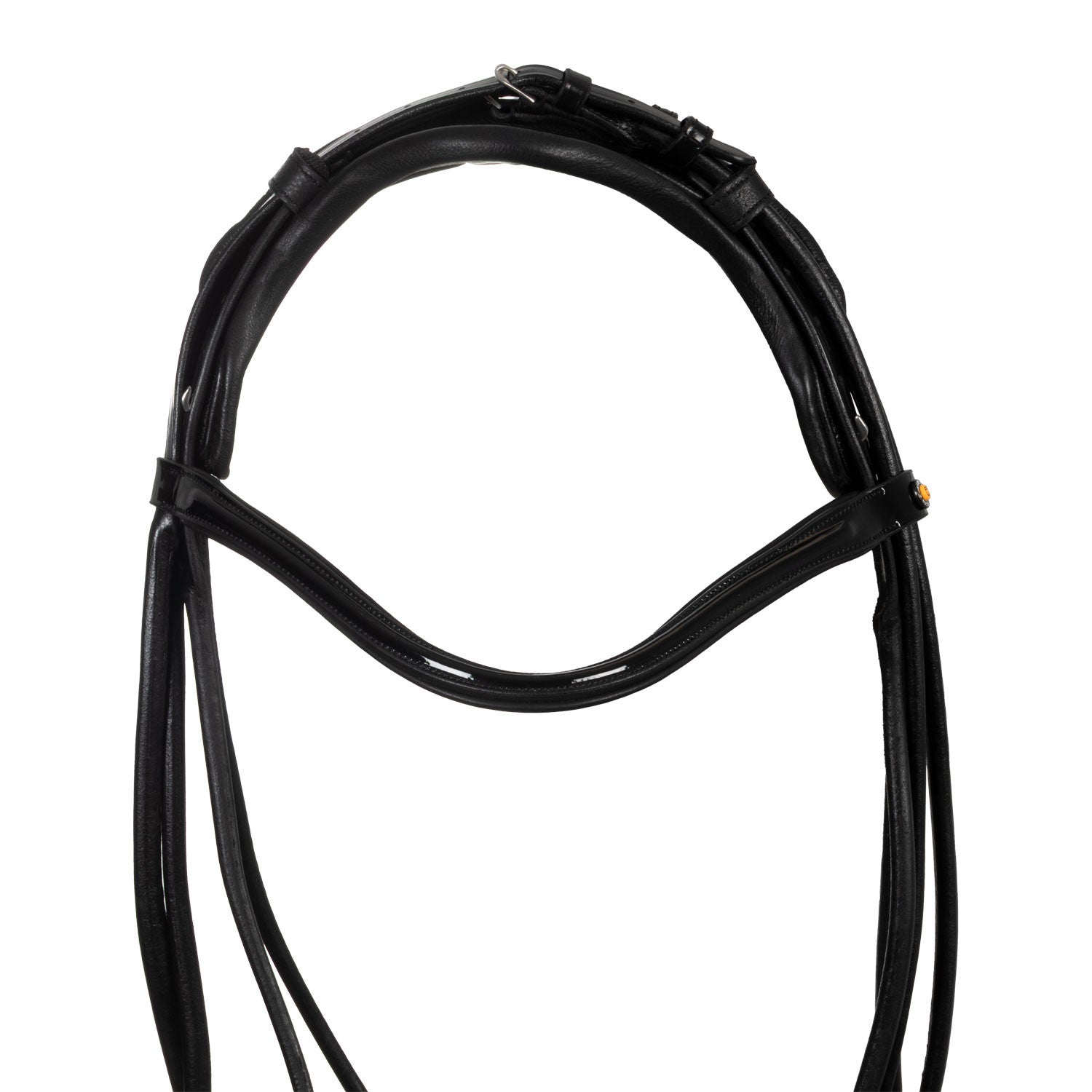 Leather dressage bridle with anatomical headpiece