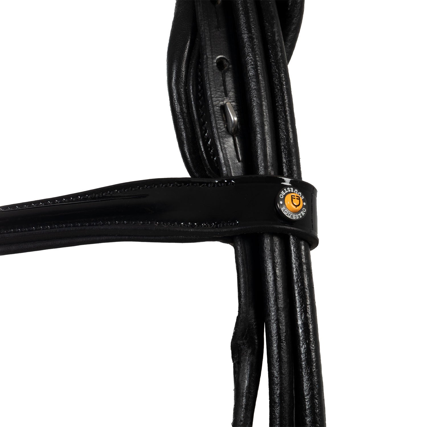 Leather dressage bridle with anatomical headpiece