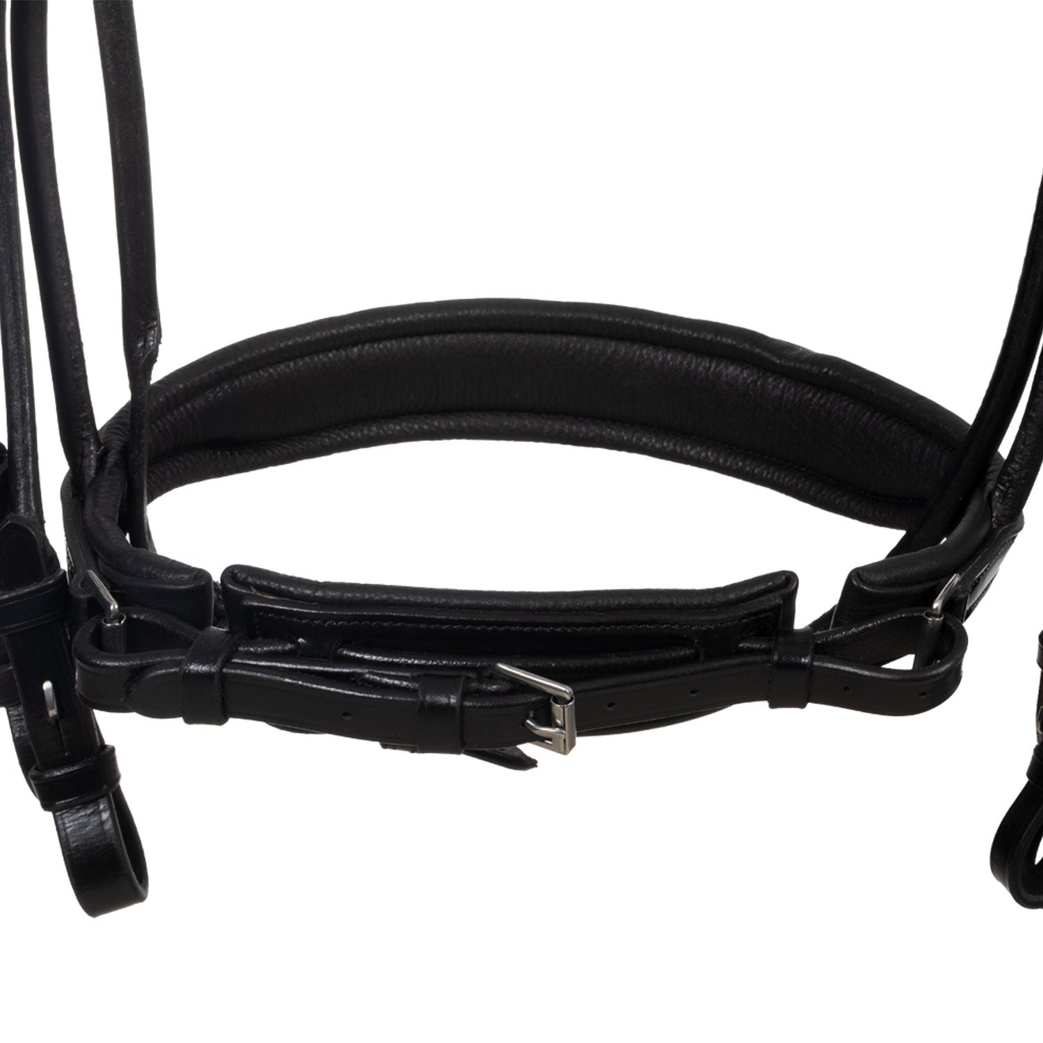 Leather dressage bridle with anatomical headpiece