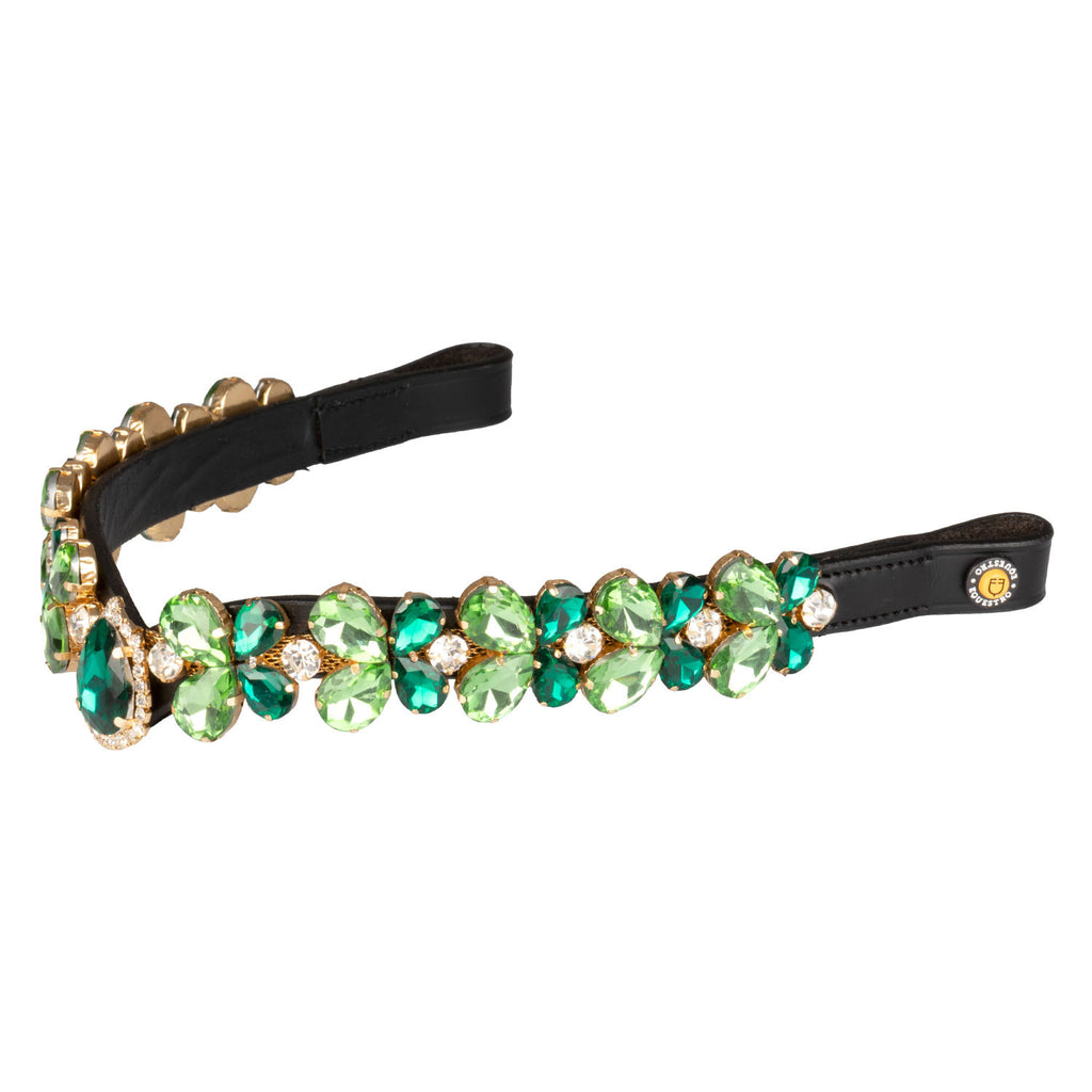 Equestro Green Ray Crystal leather browband
