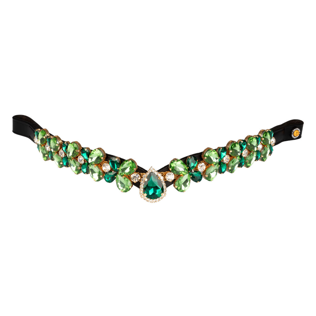 Equestro Green Ray Crystal leather browband