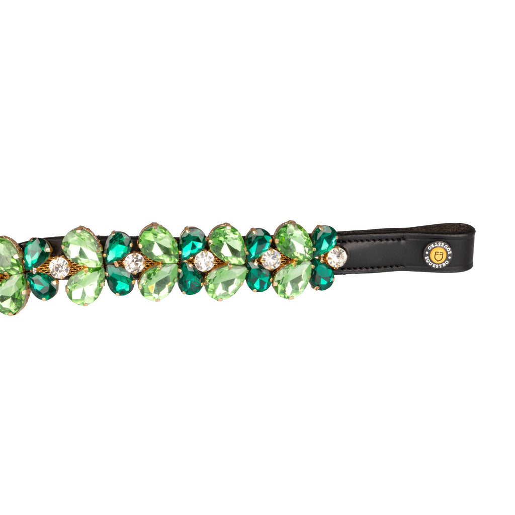 Equestro Green Ray Crystal leather browband