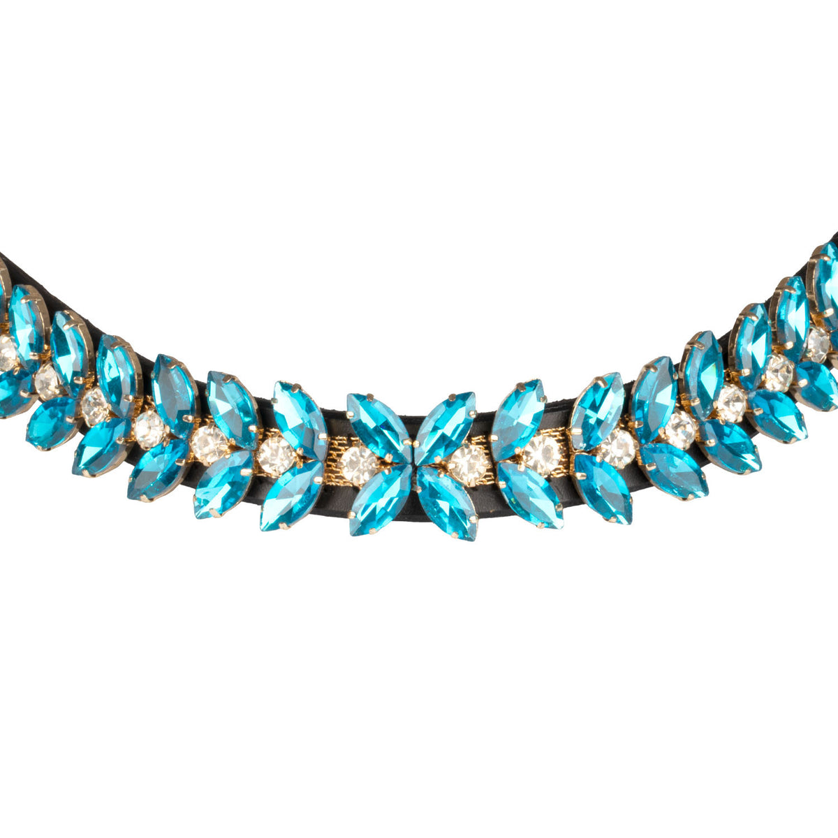 Equestro Blue Jets Crystal leather browband