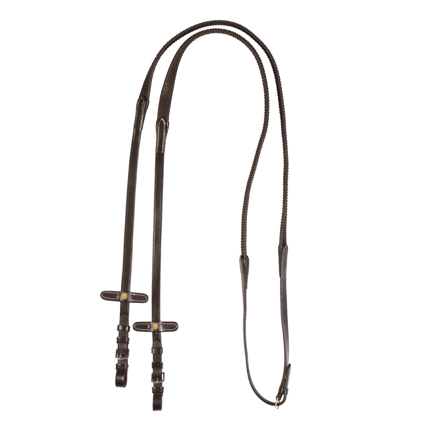 Equestro Leather reins with rubber grip